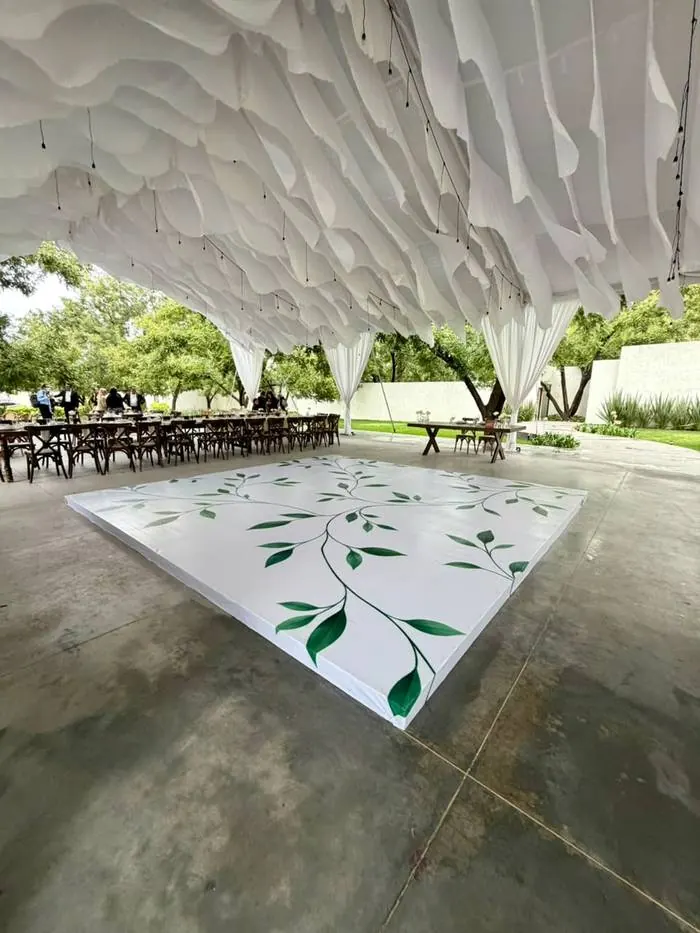 Pista de baile personalizada en lona blanca